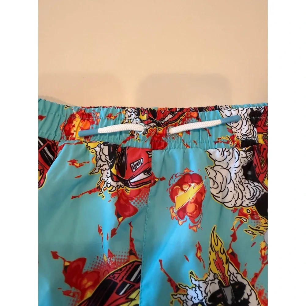 Disney Pixar Cars Lightning McQueen Boys Swim Trunks Blue Size 7 NWT 50+ UPF